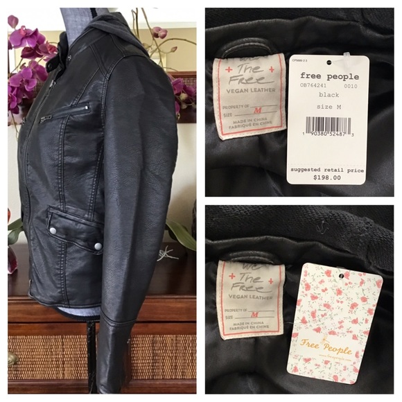 Free People Monroe Faux Leather Hooded Jacket. NWT - Picture 6 of 8